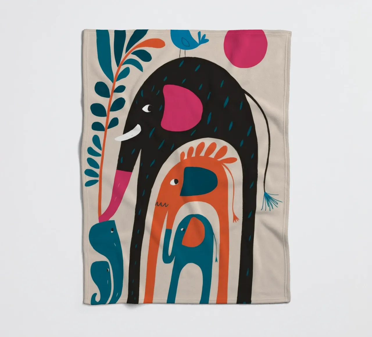 Abstract Elephant Art fleece blanket by Seren Liodra