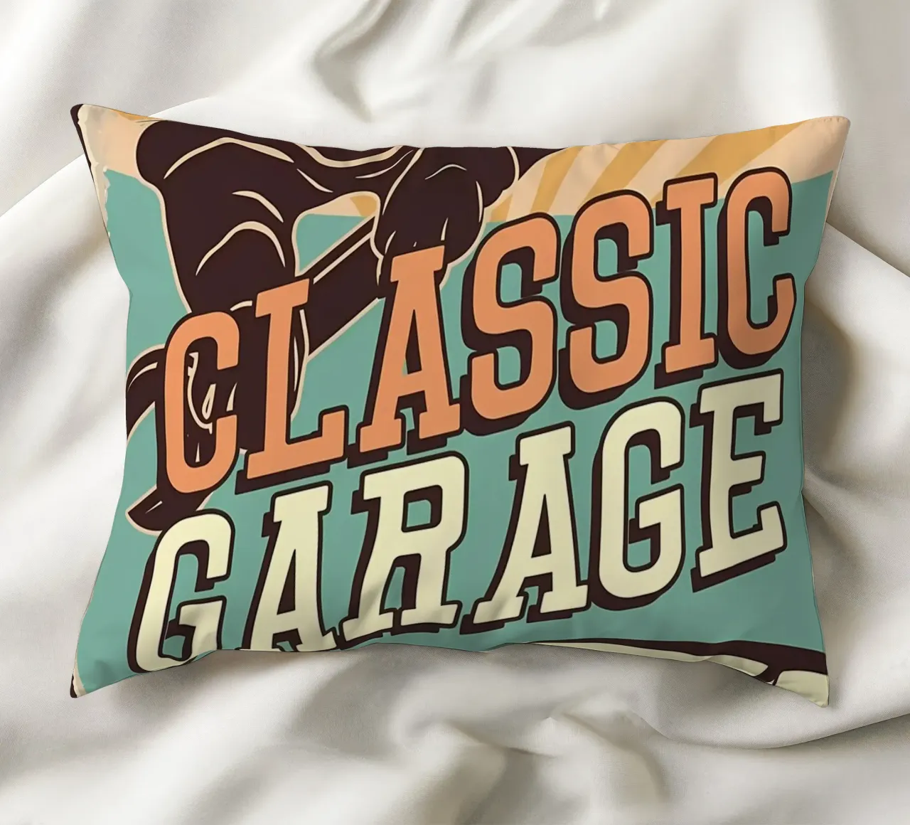 Retro Cat e Garage 4 cuscino da Monique A Hooper