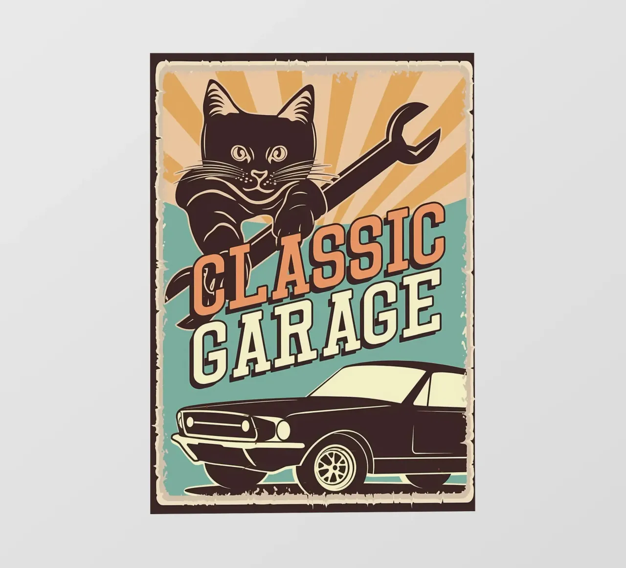 Retro Cat und Garage 4 Fototapete von Monique A Hooper
