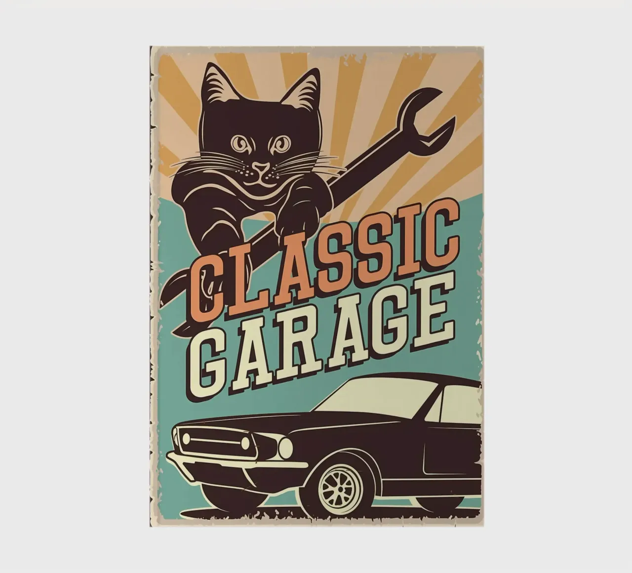 Retro Cat and Garage 4 notebook by Monique A Hooper