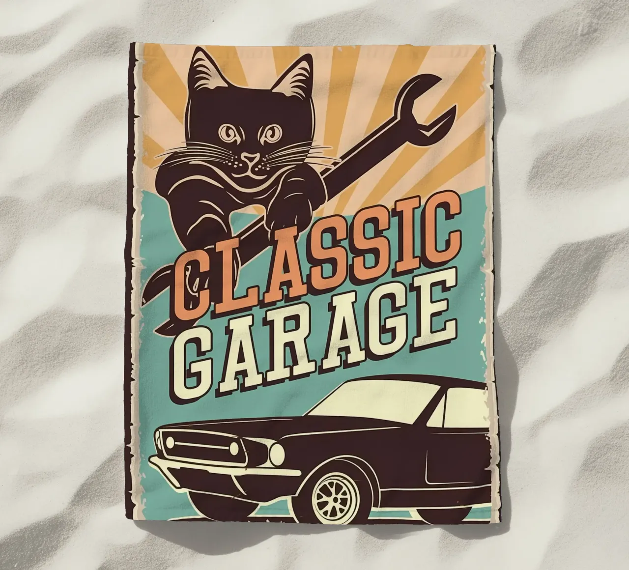 Retro Cat e Garage 4 telo mare da Monique A Hooper