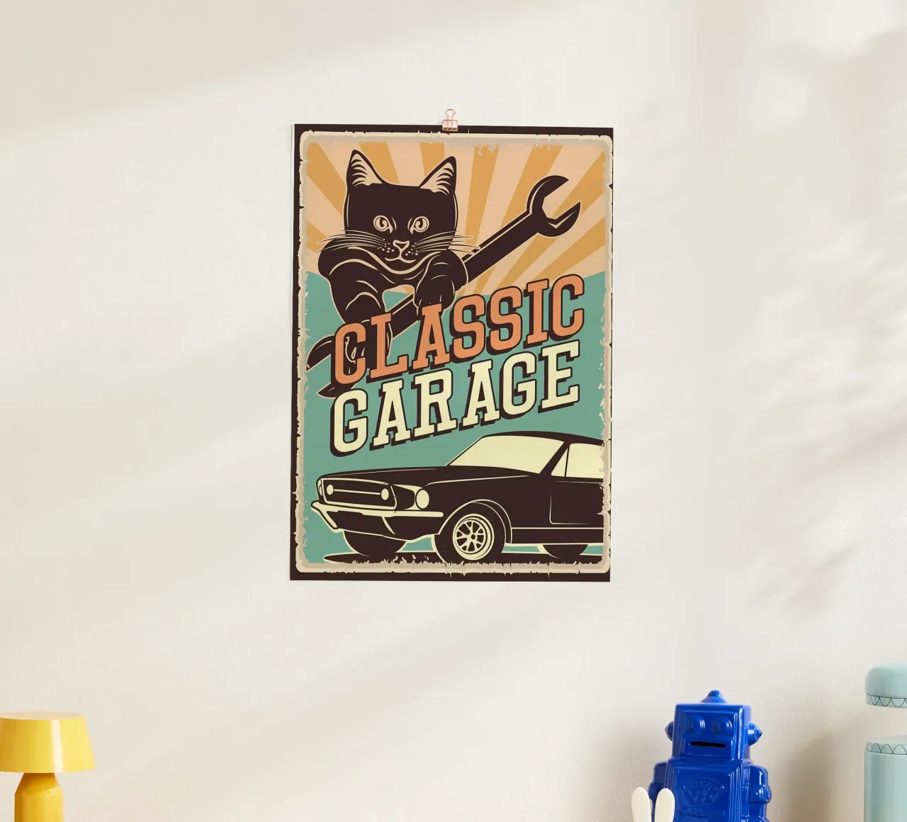 Retro Cat e Garage 4 carta hahnemühle da Monique A Hooper
