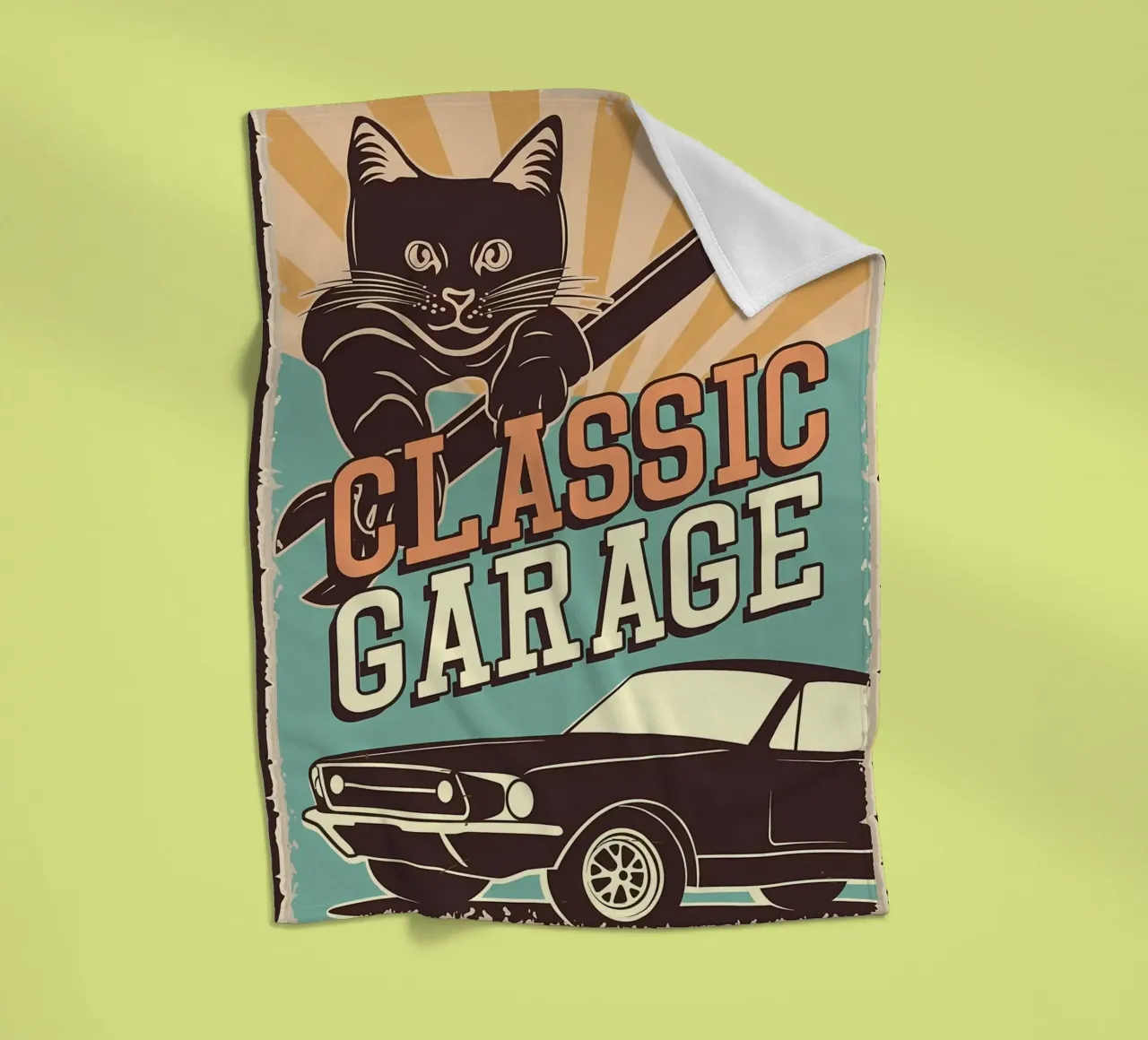 Retro Cat e Garage 4 coperta in pile da Monique A Hooper
