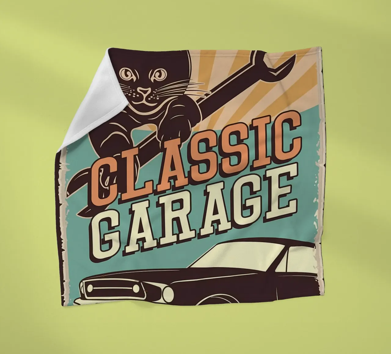 Retro Cat e Garage 4 coperta in pile da Monique A Hooper