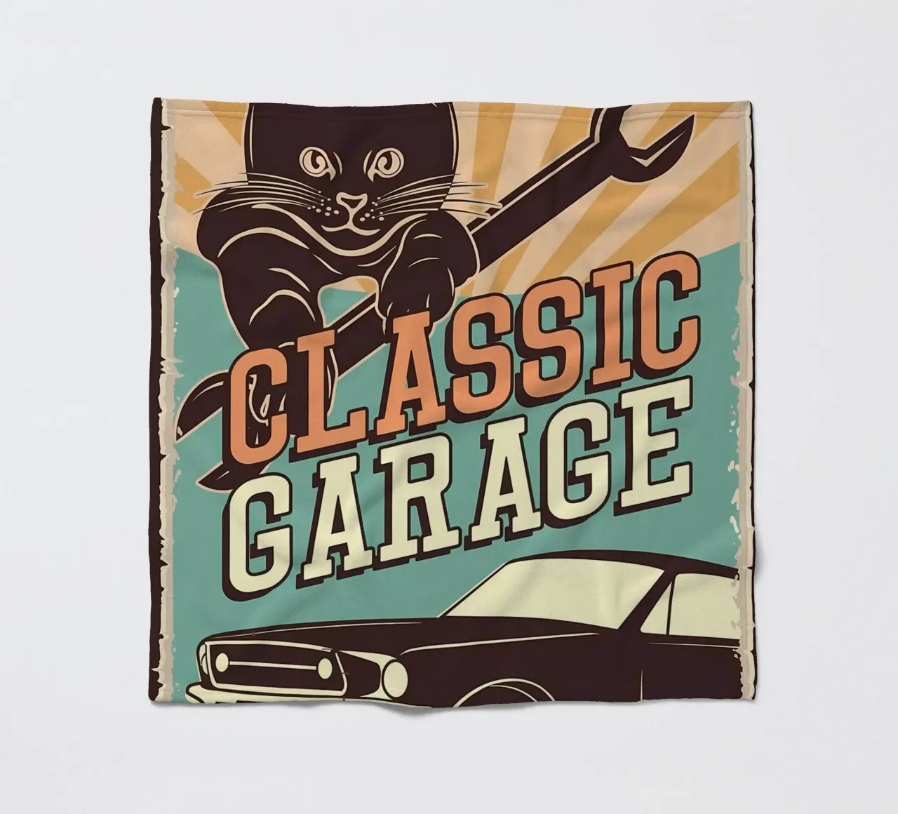 Retro Cat e Garage 4 coperta in pile da Monique A Hooper
