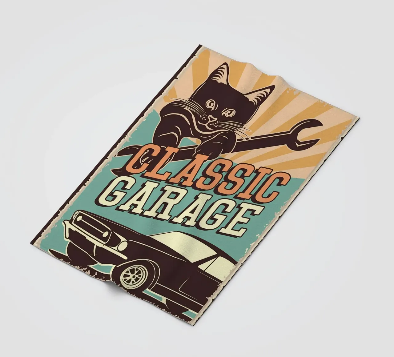 Retro Cat e Garage 4 coperta in pile da Monique A Hooper