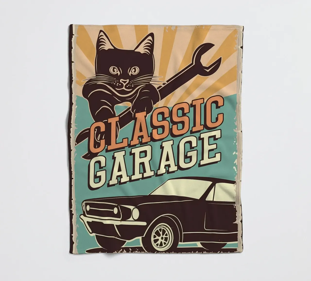 Retro Cat e Garage 4 coperta in pile da Monique A Hooper