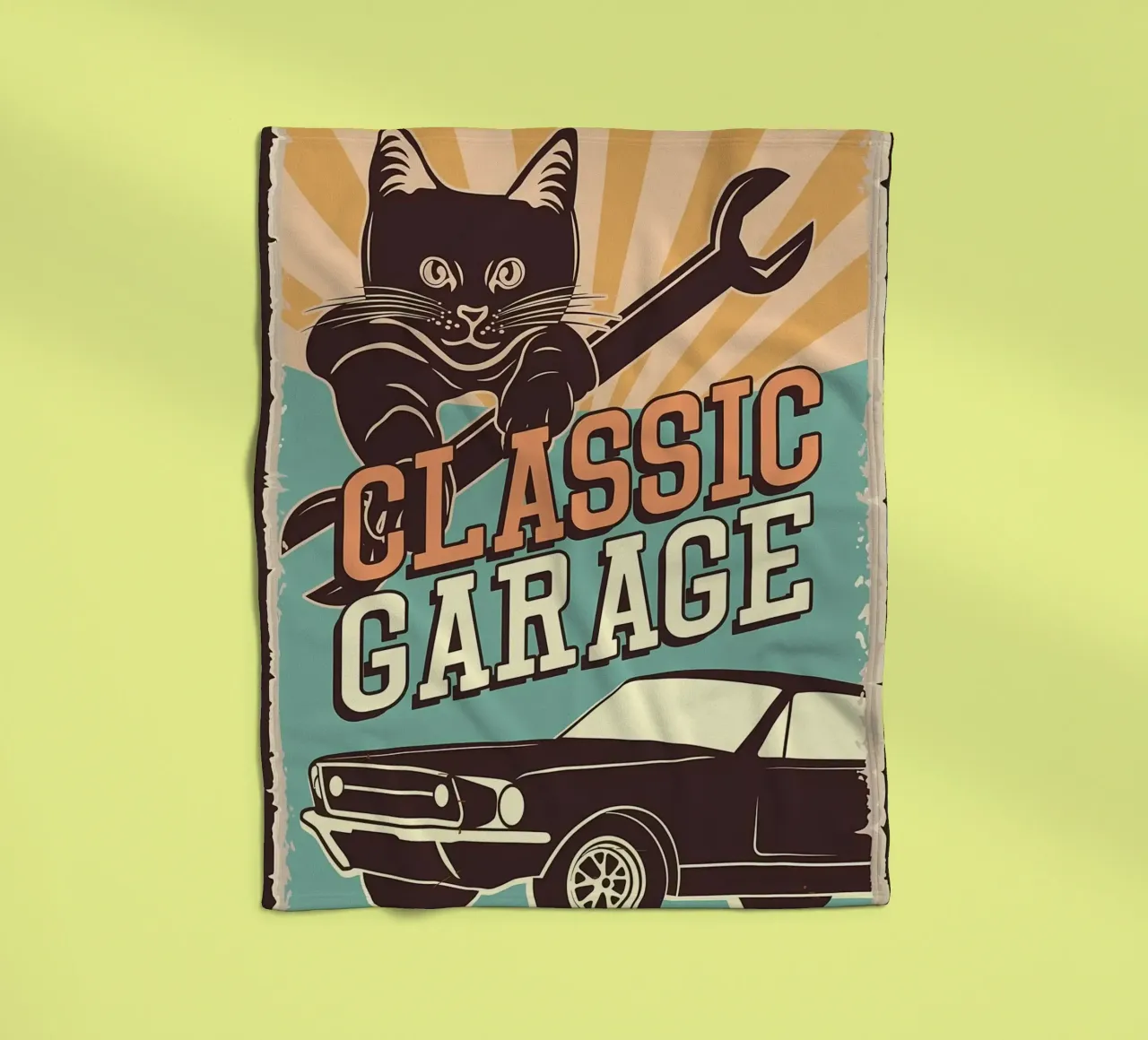 Retro Cat e Garage 4 coperta in pile da Monique A Hooper