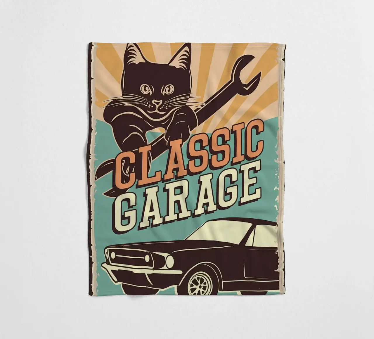 Retro Cat e Garage 4 coperta in pile da Monique A Hooper