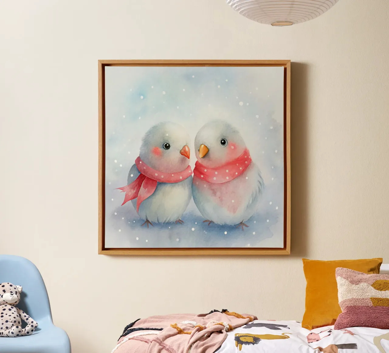 Due uccellini innamorati tela con Cornice a cassetta da 🎁 ARTVI-SHOP