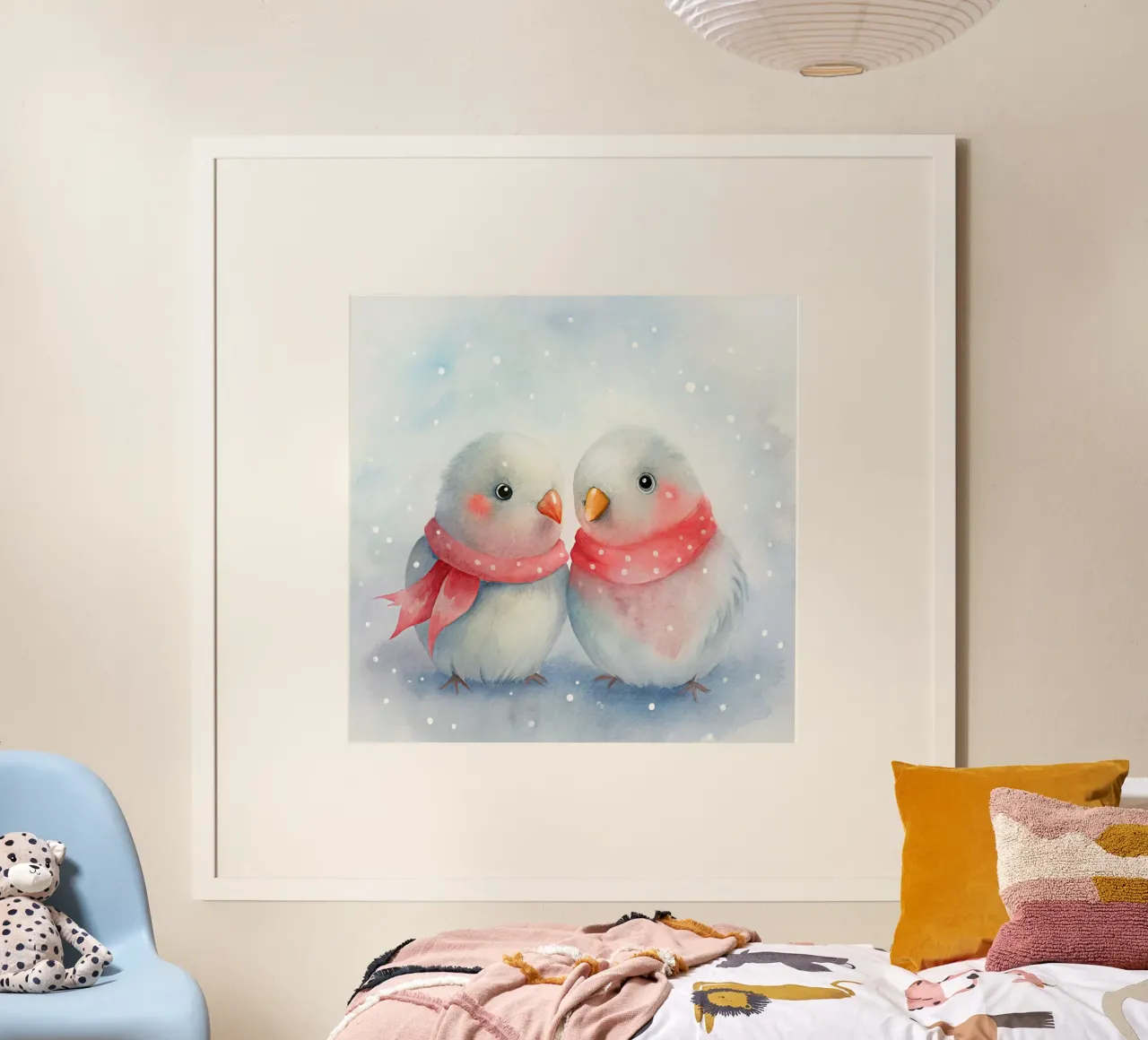 Due uccellini innamorati poster con telaio in legno da 🎁 ARTVI-SHOP