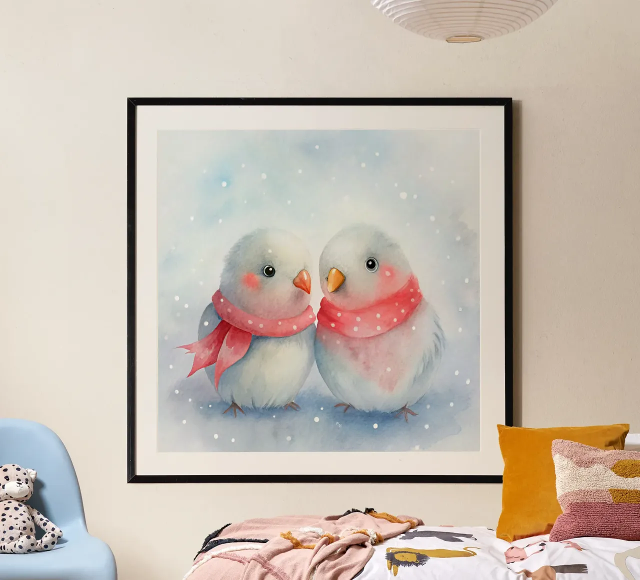 Due uccellini innamorati poster con telaio in legno da 🎁 ARTVI-SHOP