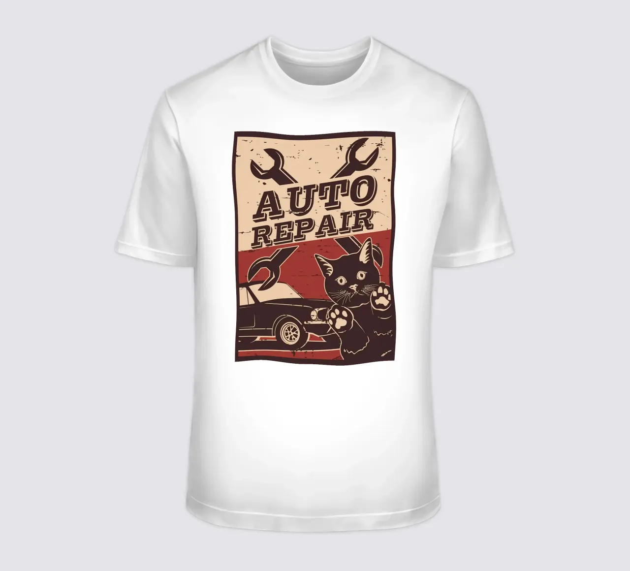 Retro Cat e Garage 6 t-shirt da Monique A Hooper