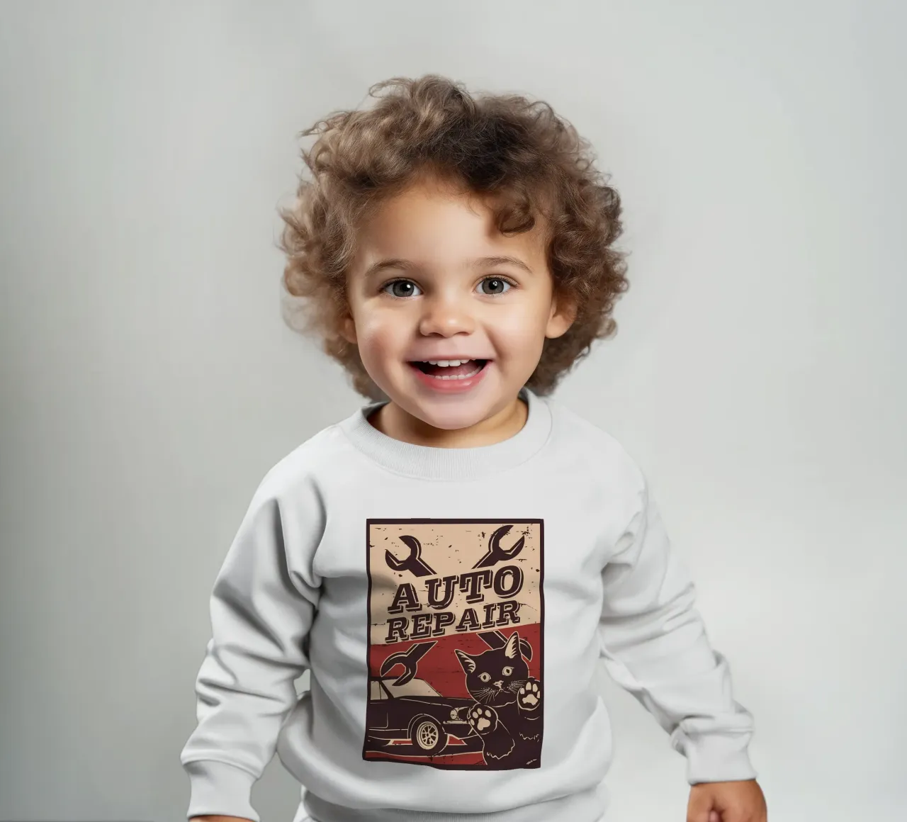 Retro Cat e Garage 6 felpa neonato da Monique A Hooper