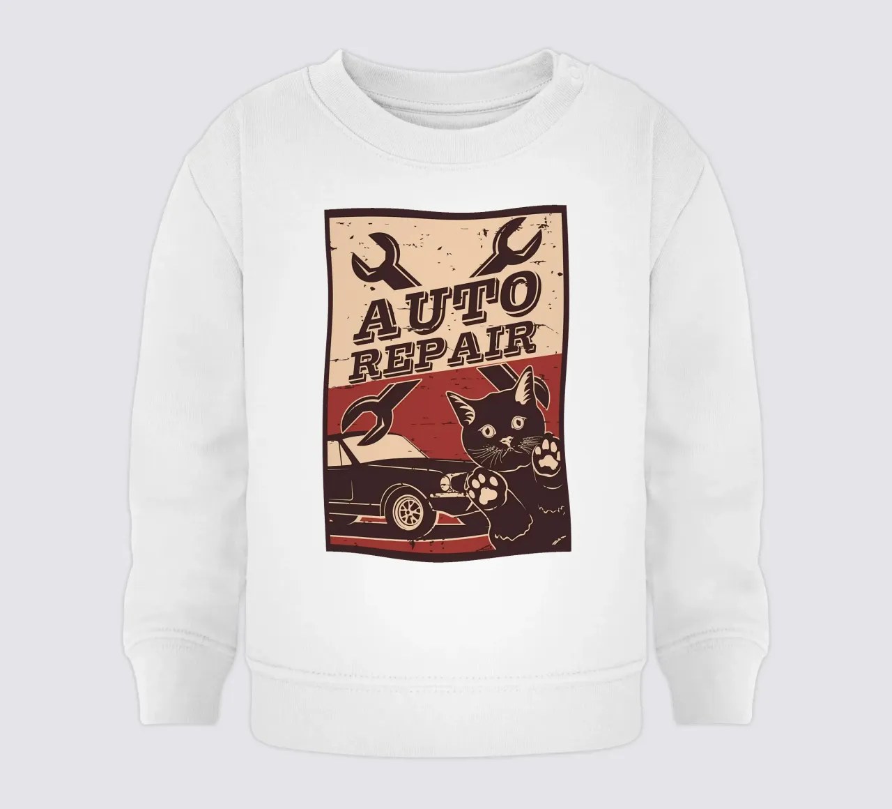 Retro Cat e Garage 6 felpa neonato da Monique A Hooper