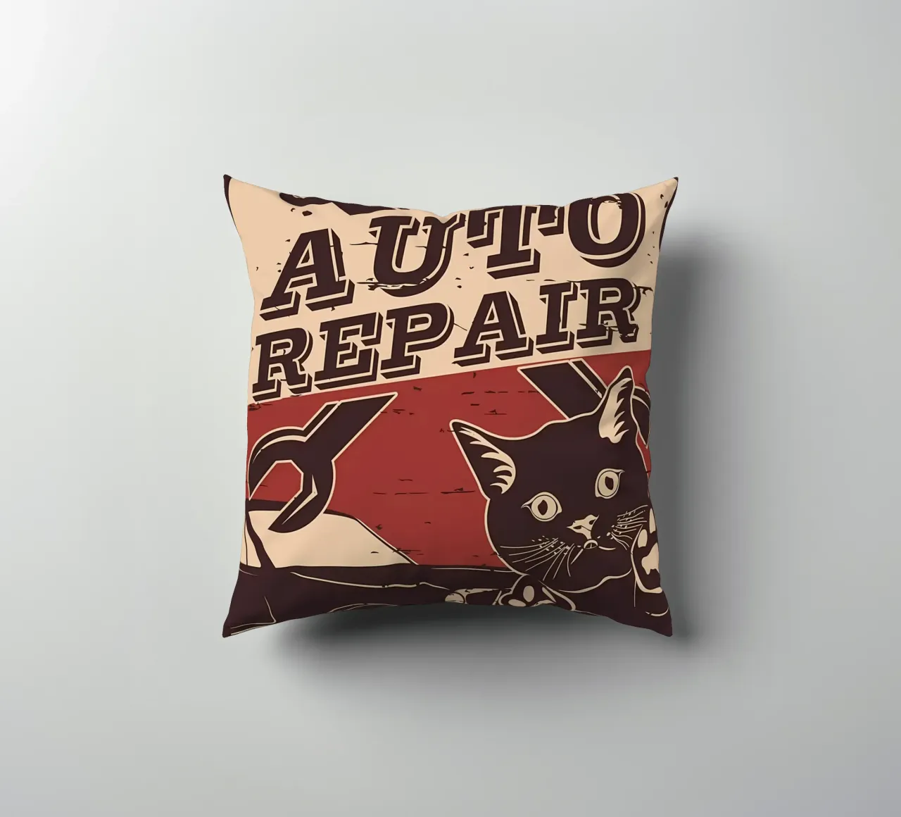 Retro Cat e Garage 6 cuscino da Monique A Hooper