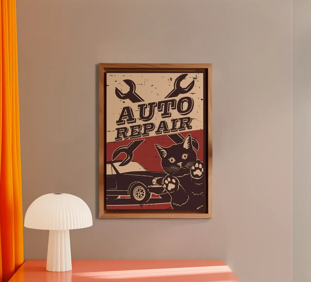 Retro Cat e Garage 6 alluminio dibond da Monique A Hooper