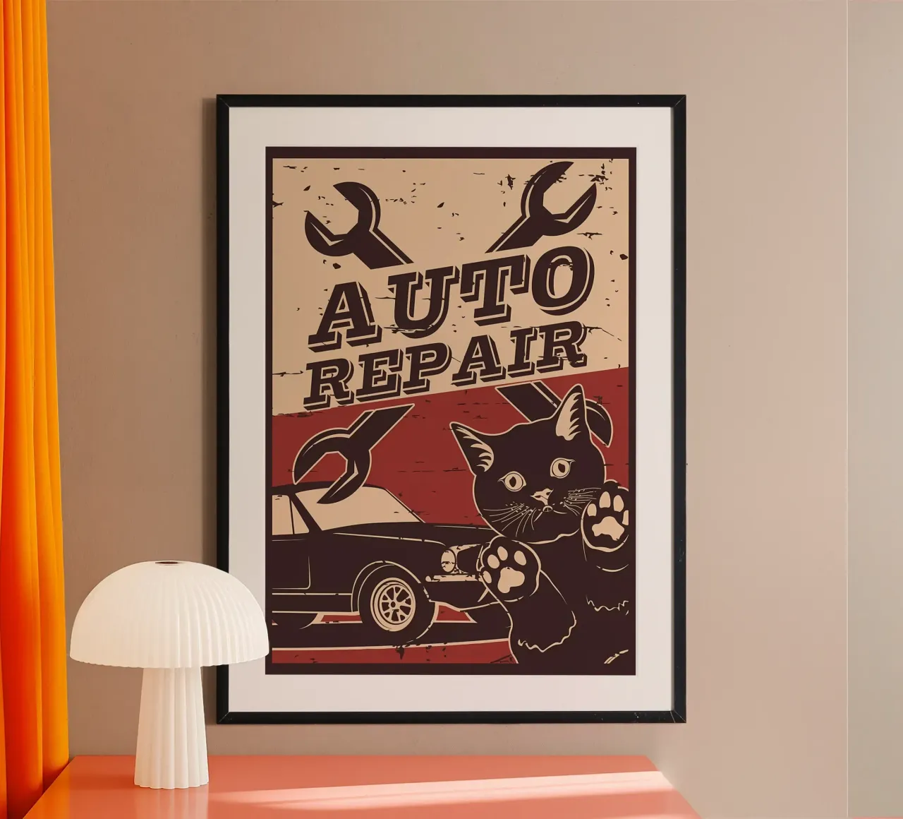 Retro Cat e Garage 6 carta hahnemühle da Monique A Hooper