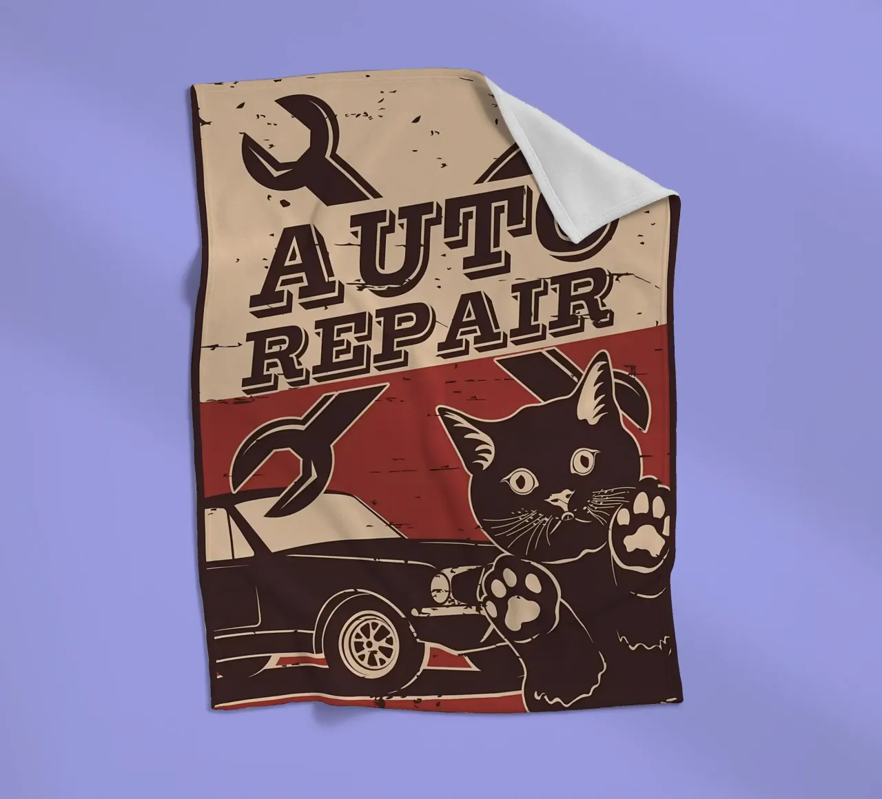Retro Cat e Garage 6 coperta in pile da Monique A Hooper