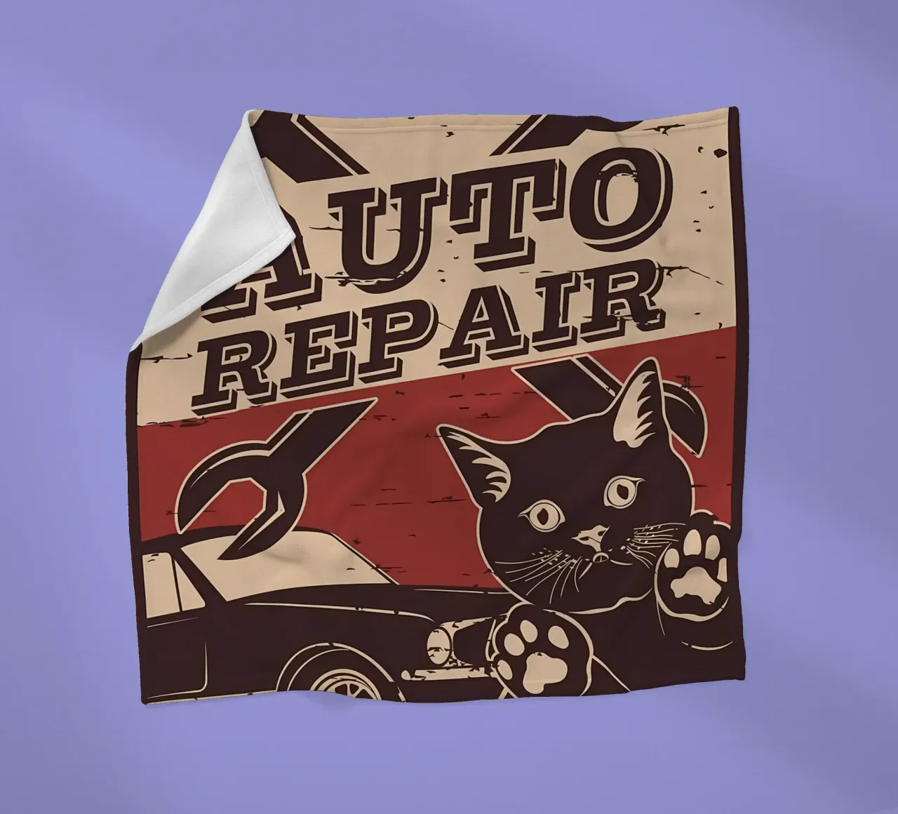 Retro Cat e Garage 6 coperta in pile da Monique A Hooper