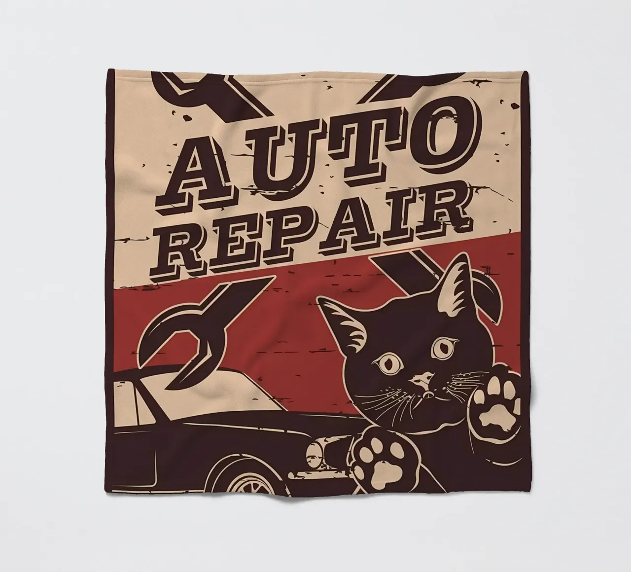 Retro Cat e Garage 6 coperta in pile da Monique A Hooper