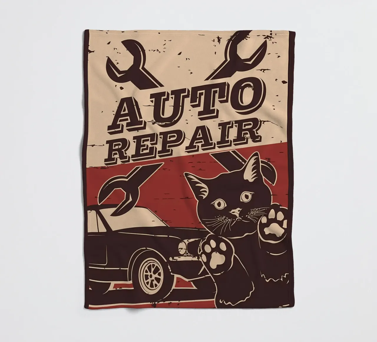 Retro Cat e Garage 6 coperta in pile da Monique A Hooper