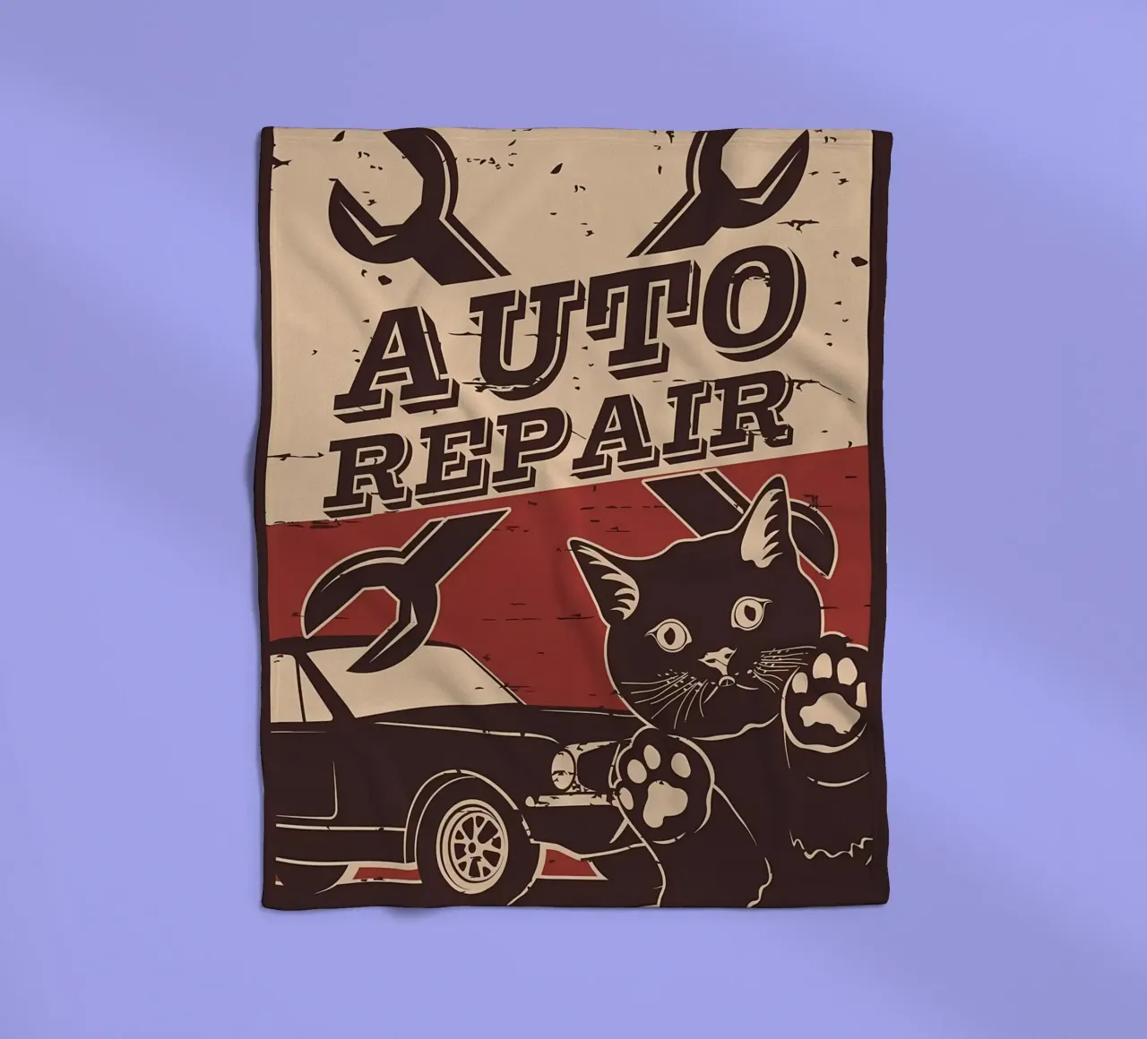 Retro Cat e Garage 6 coperta in pile da Monique A Hooper