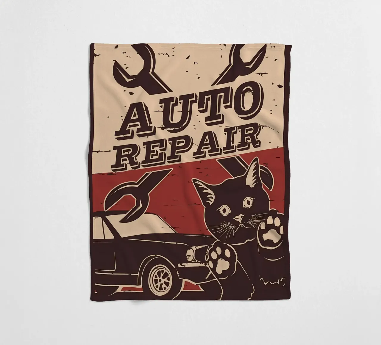 Retro Cat e Garage 6 coperta in pile da Monique A Hooper