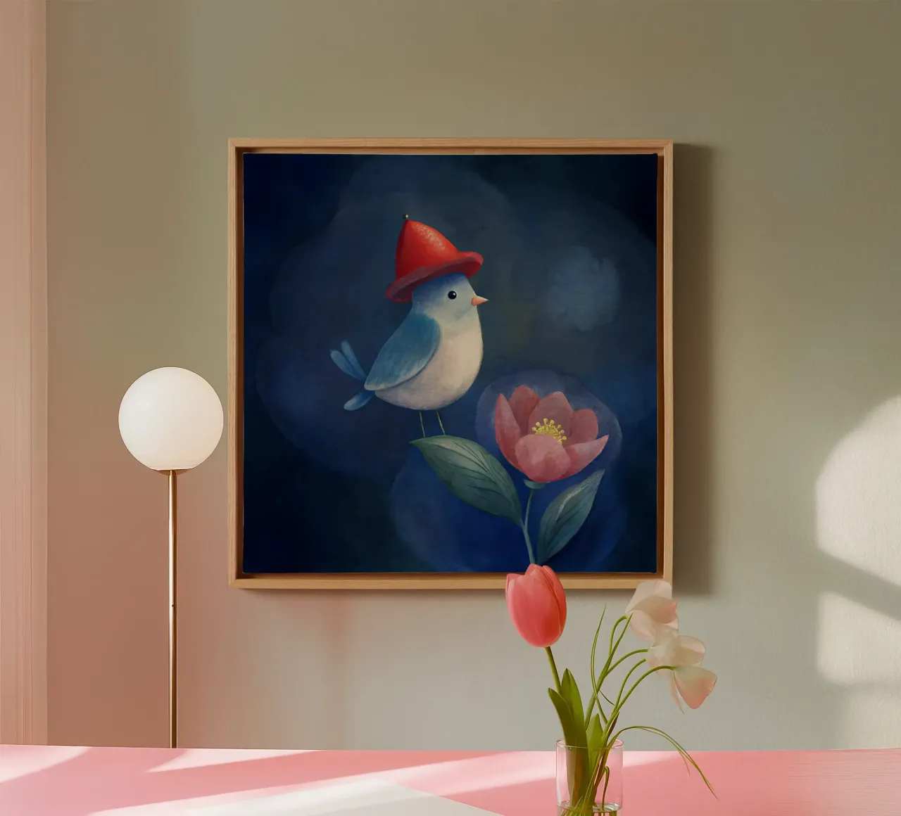 bird thinker canvas with Floater frame by 🎁 ARTVI-SHOP