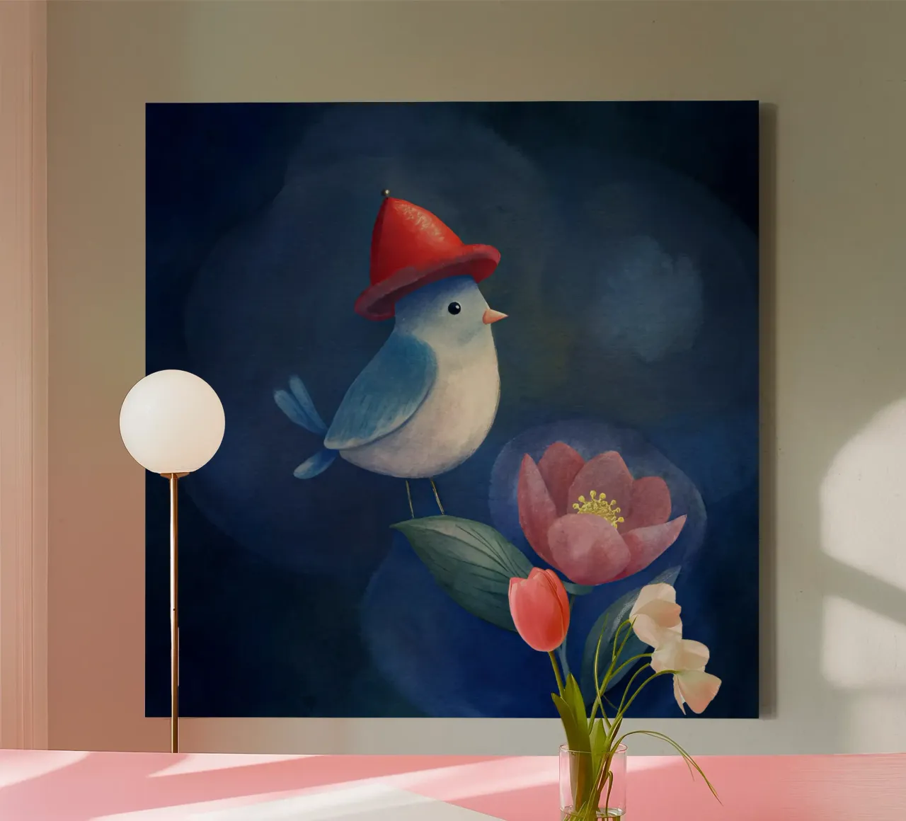 bird thinker canvas with Floater frame by 🎁 ARTVI-SHOP