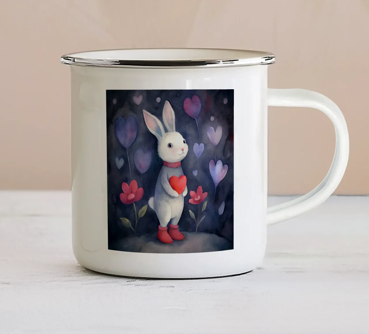 coniglietto innamorato tazza in smalto da 🎁 ARTVI-SHOP