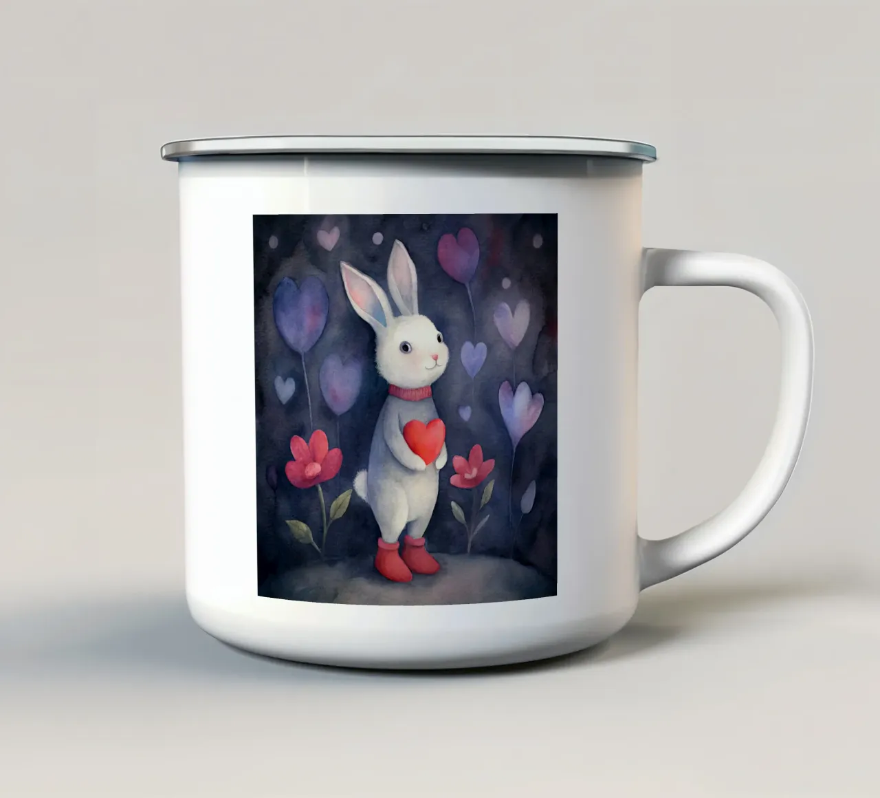 coniglietto innamorato tazza in smalto da 🎁 ARTVI-SHOP