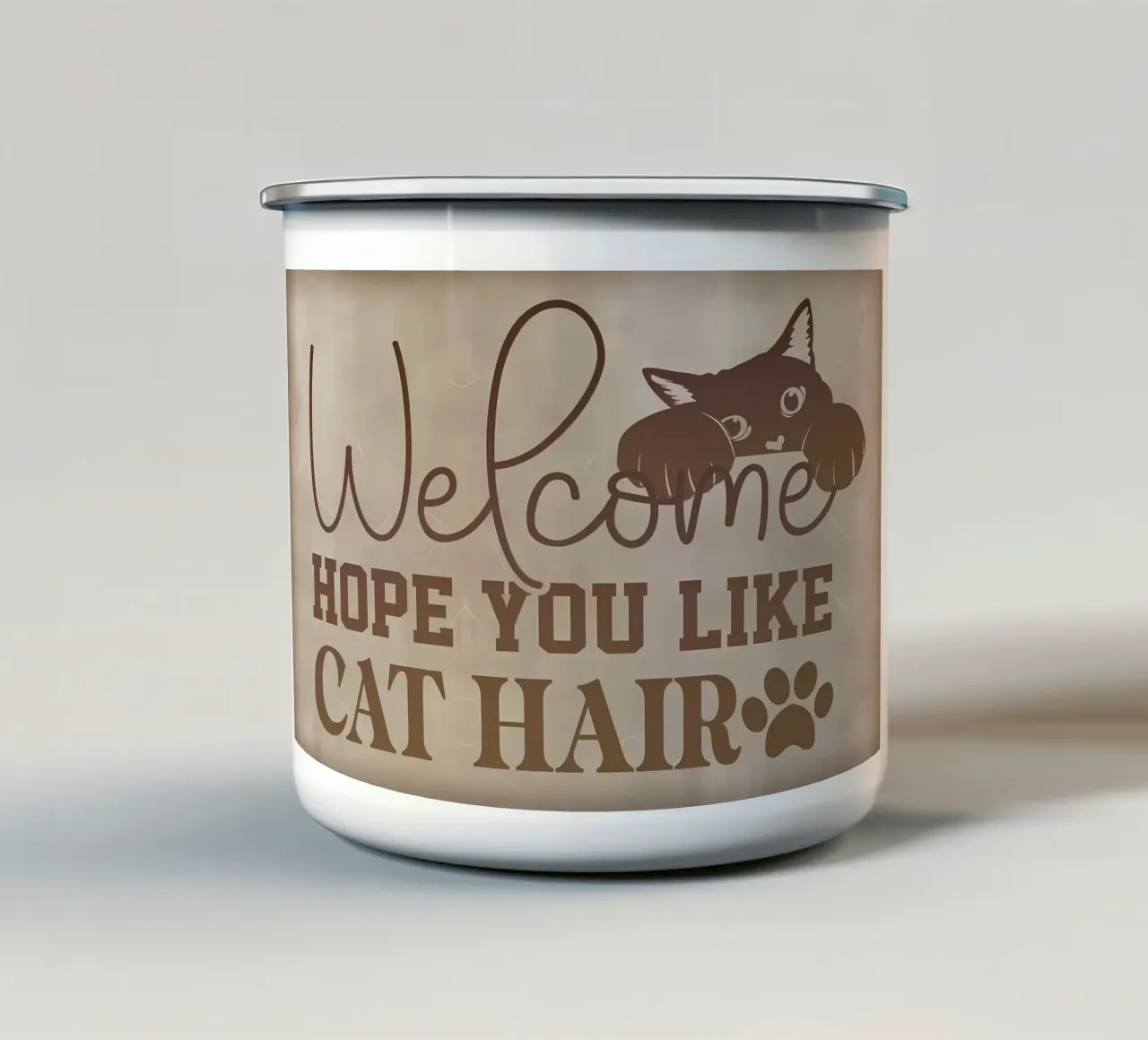 Spero che ti piaccia il pelo di gatto tazza in smalto da Monique A Hooper