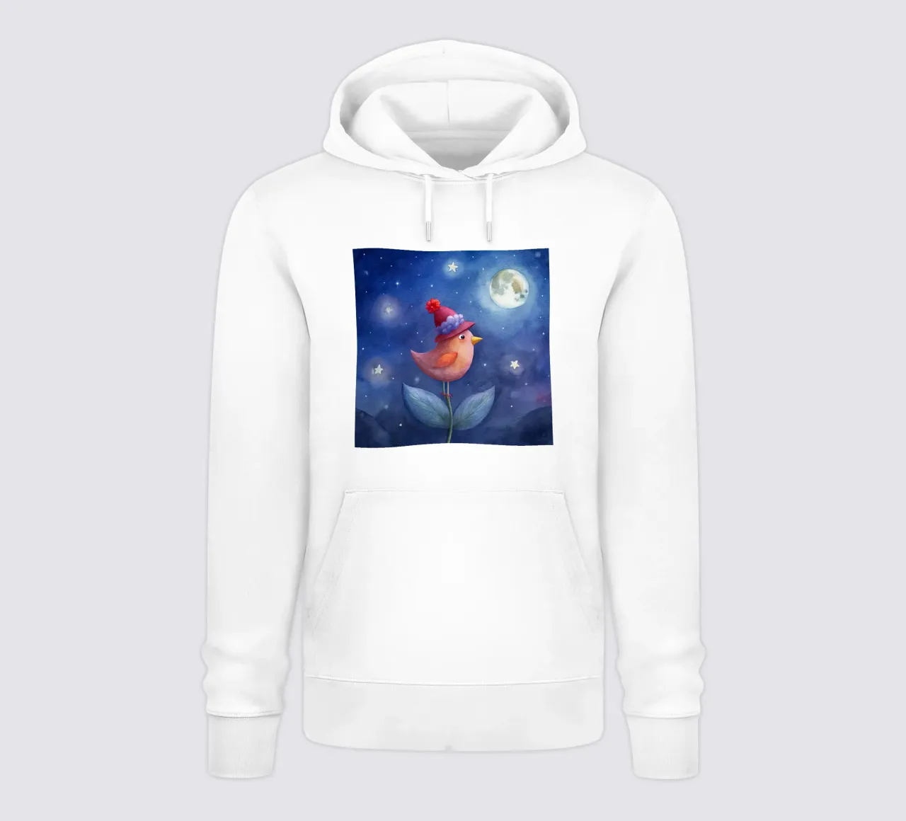 L'uccellino e la luna felpa con cappuccio da 🎁 ARTVI-SHOP