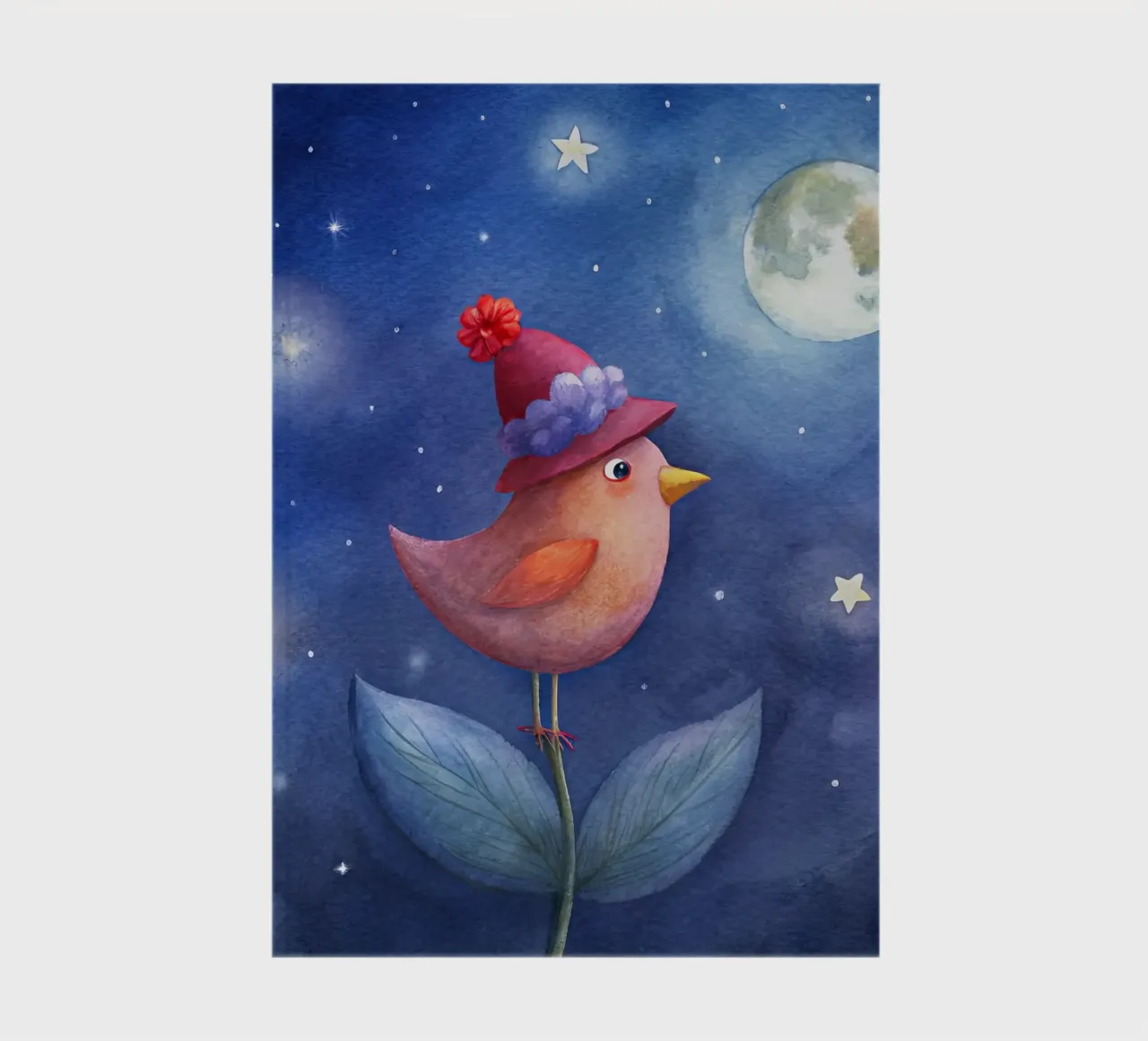Little bird and the moon notebook by 🎁 ARTVI-SHOP