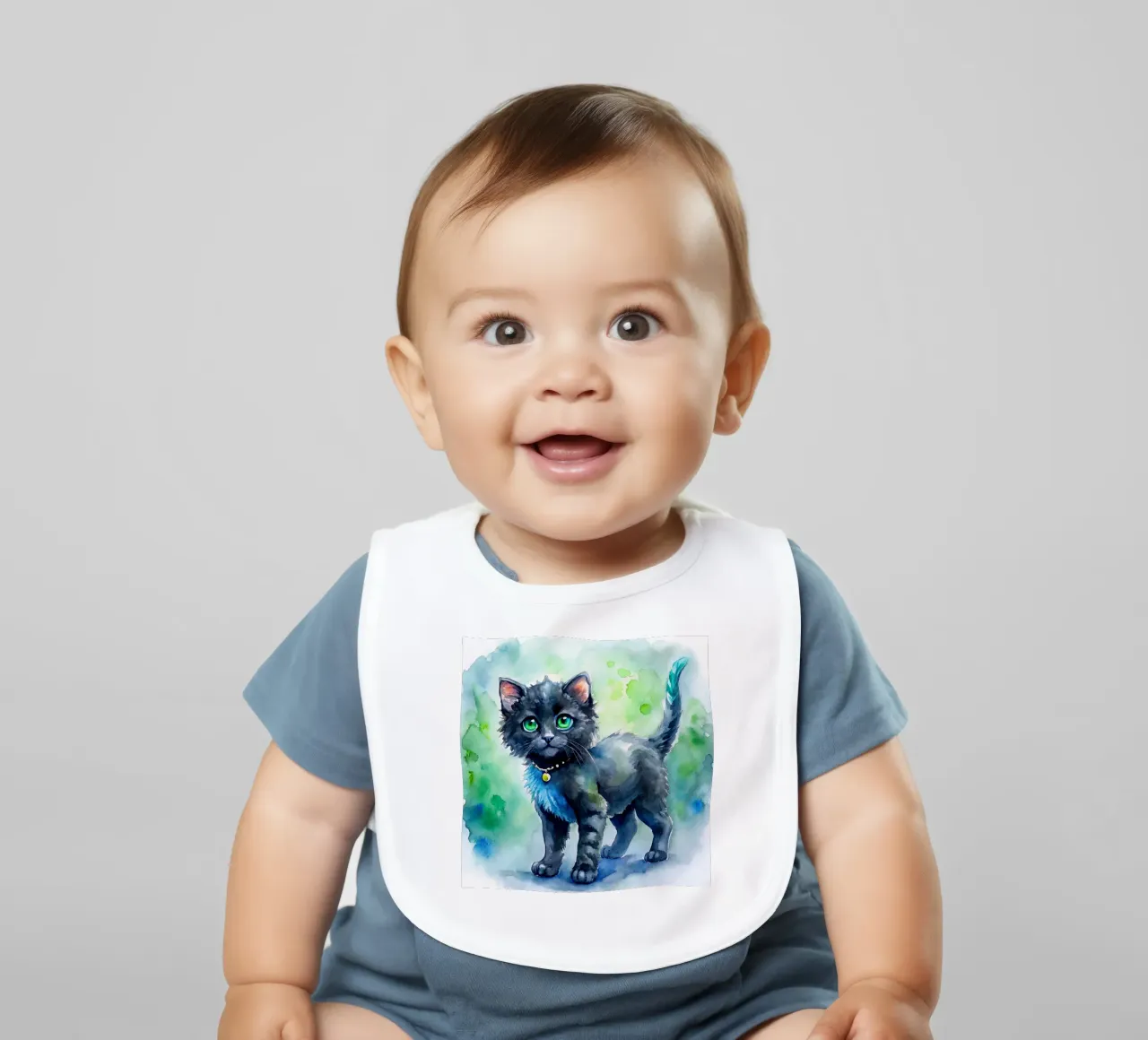 gattino in acquerello bavaglino da 🎁 ARTVI-SHOP