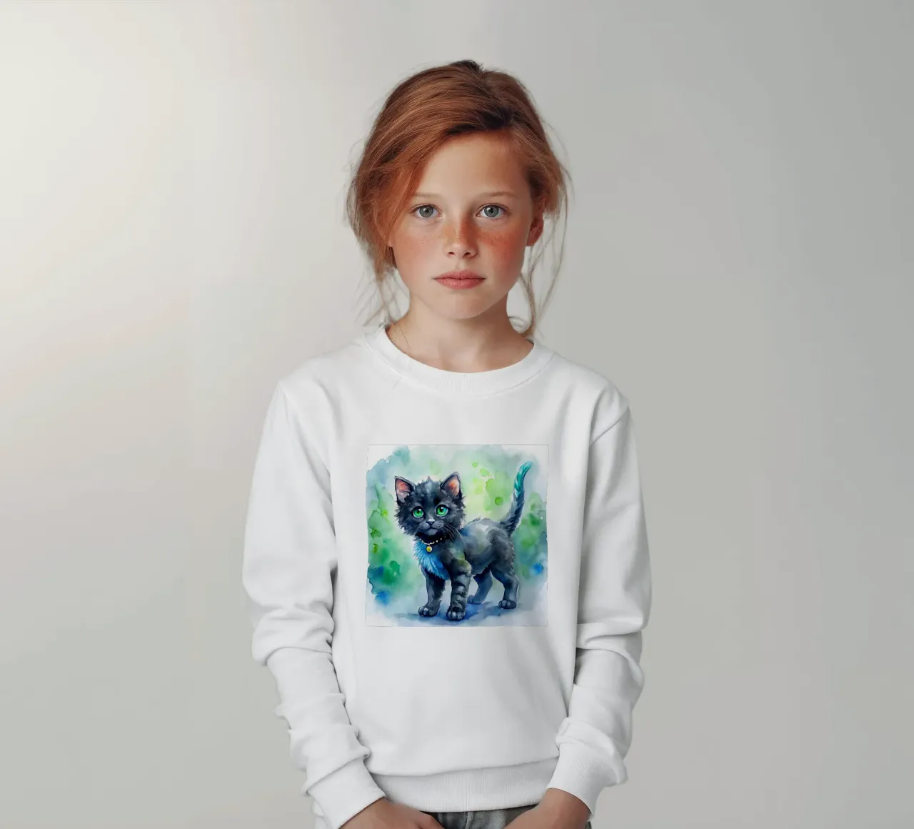 gattino in acquerello felpa bambino da 🎁 ARTVI-SHOP