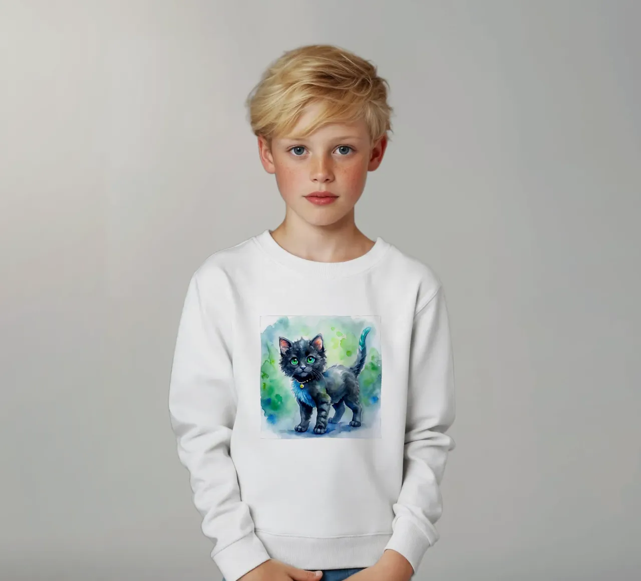 gattino in acquerello felpa bambino da 🎁 ARTVI-SHOP