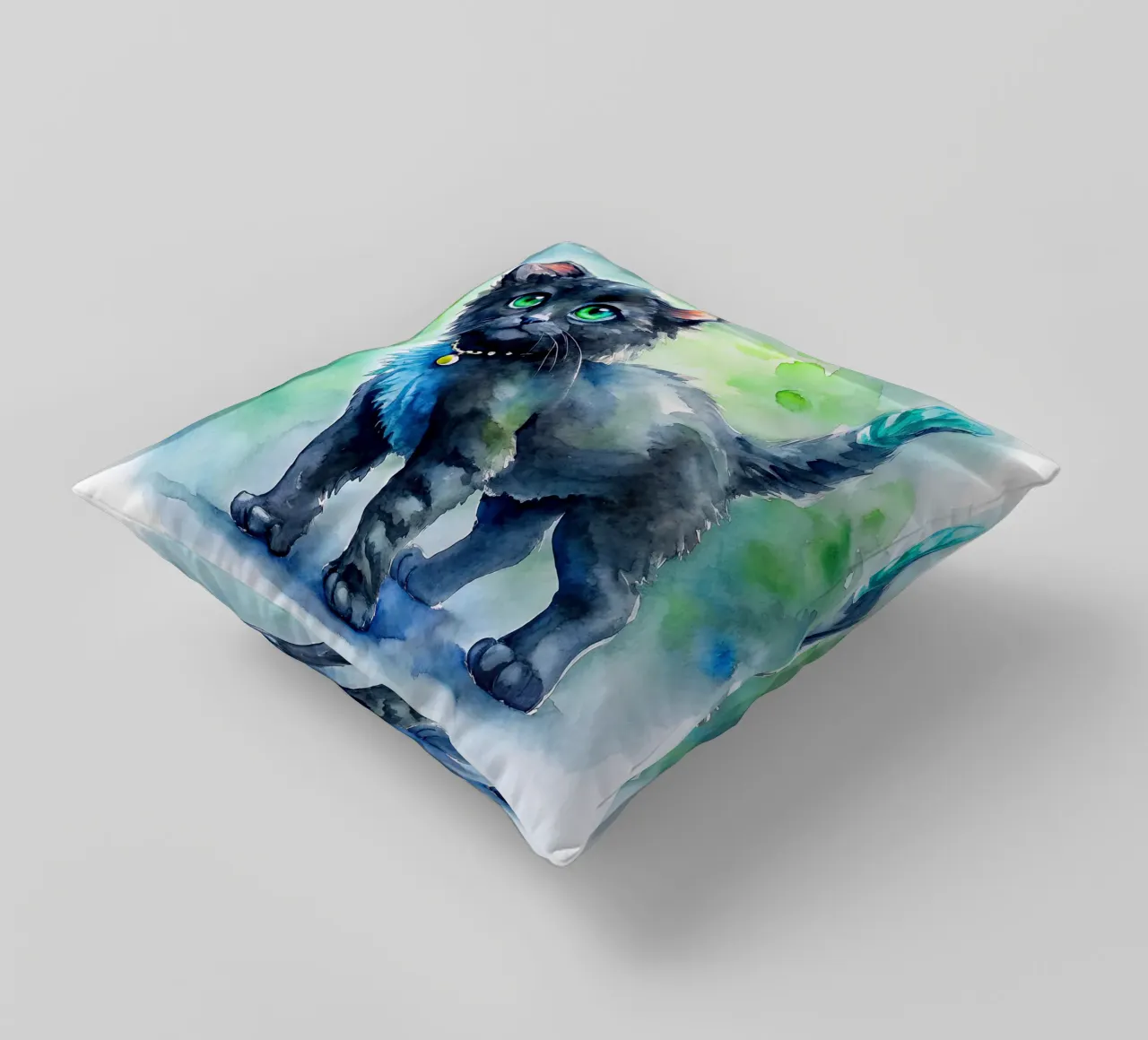 gattino in acquerello cuscino da 🎁 ARTVI-SHOP