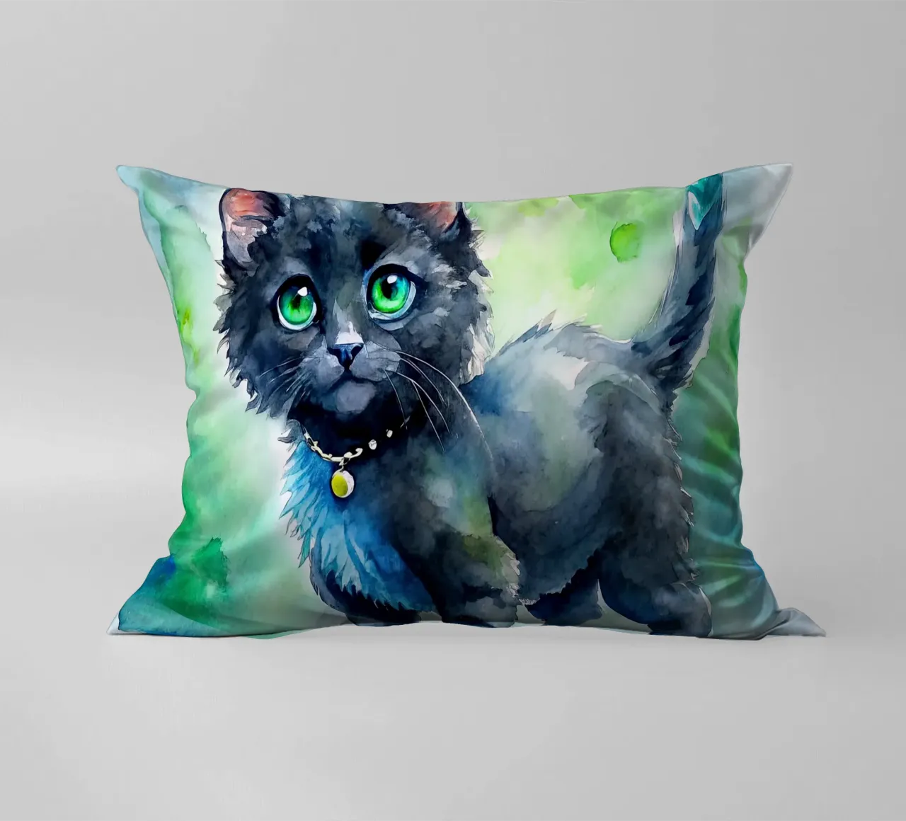 gattino in acquerello cuscino da 🎁 ARTVI-SHOP