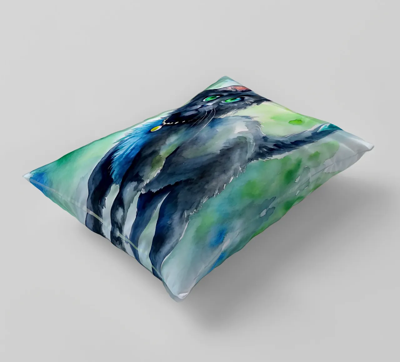 gattino in acquerello cuscino da 🎁 ARTVI-SHOP