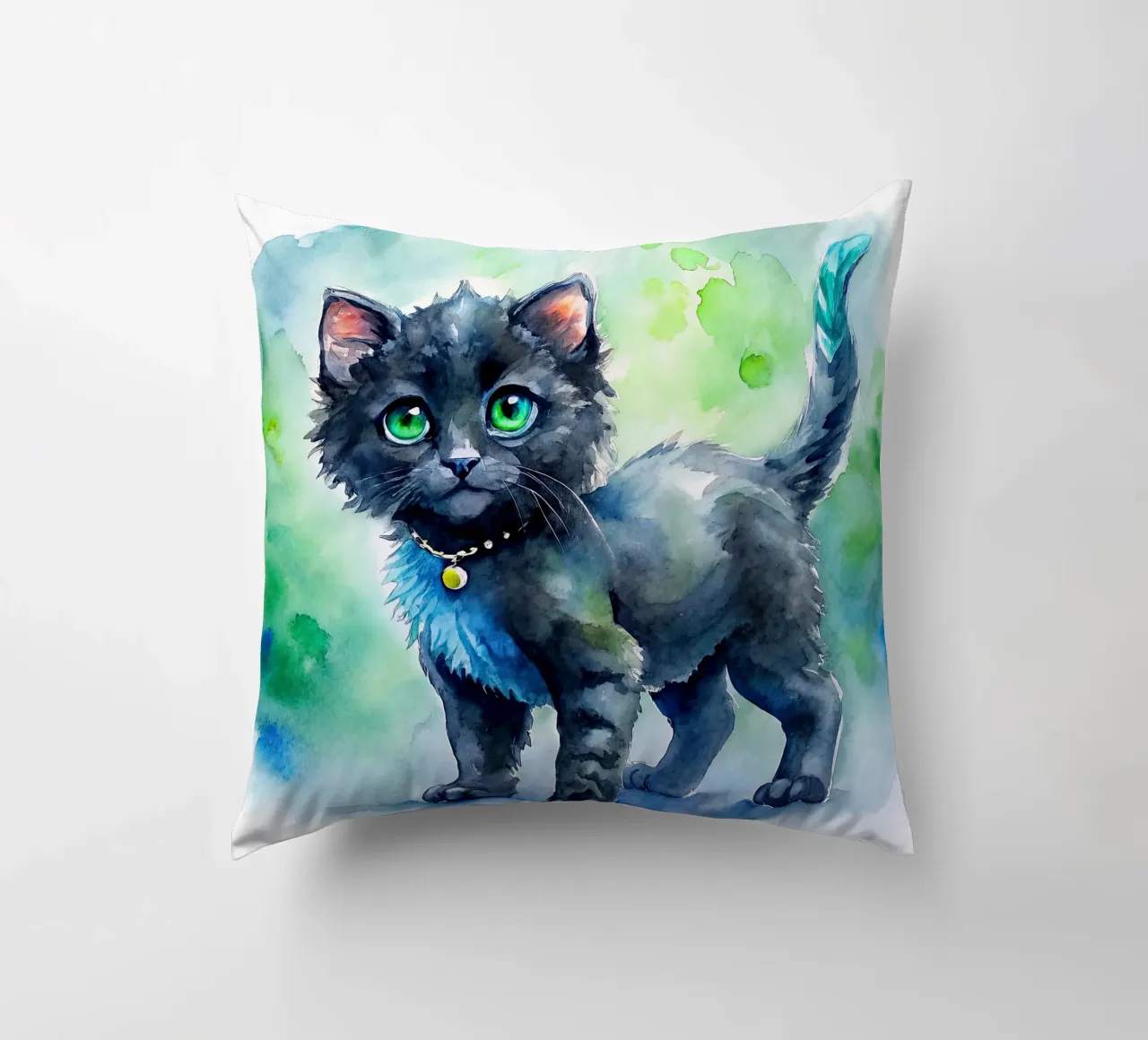 gattino in acquerello cuscino da 🎁 ARTVI-SHOP