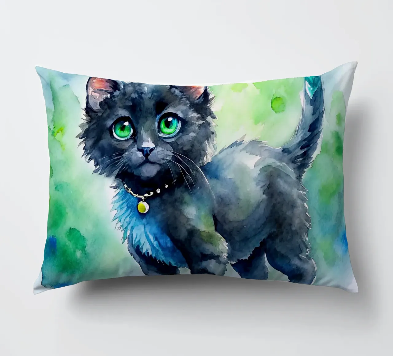 gattino in acquerello cuscino da 🎁 ARTVI-SHOP