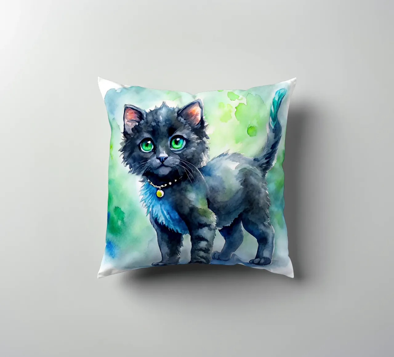 gattino in acquerello cuscino da 🎁 ARTVI-SHOP