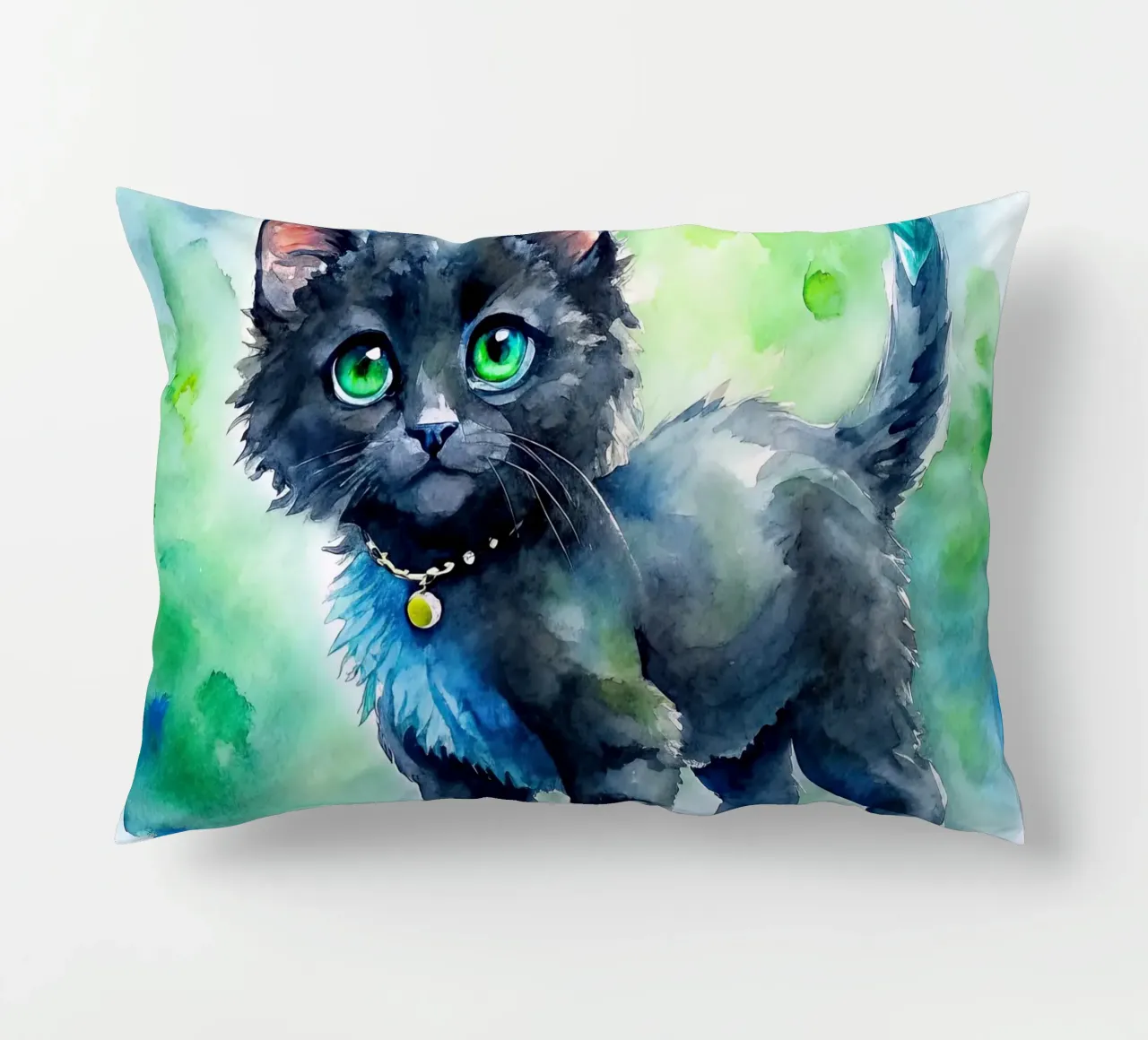 gattino in acquerello cuscino da 🎁 ARTVI-SHOP