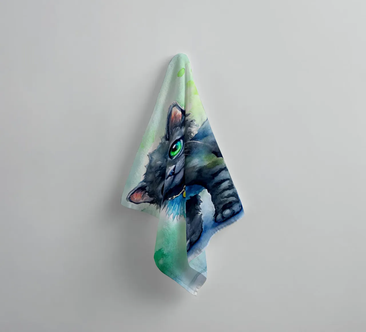 gattino in acquerello asciugamano da bagno da 🎁 ARTVI-SHOP