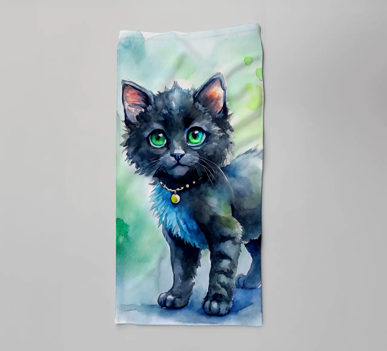 gattino in acquerello asciugamano da bagno da 🎁 ARTVI-SHOP