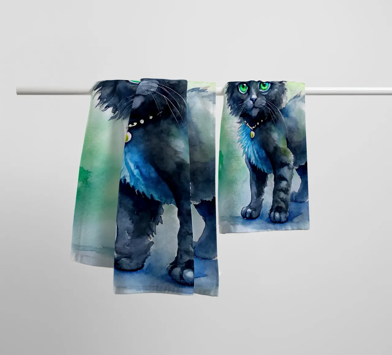 gattino in acquerello asciugamano da bagno da 🎁 ARTVI-SHOP