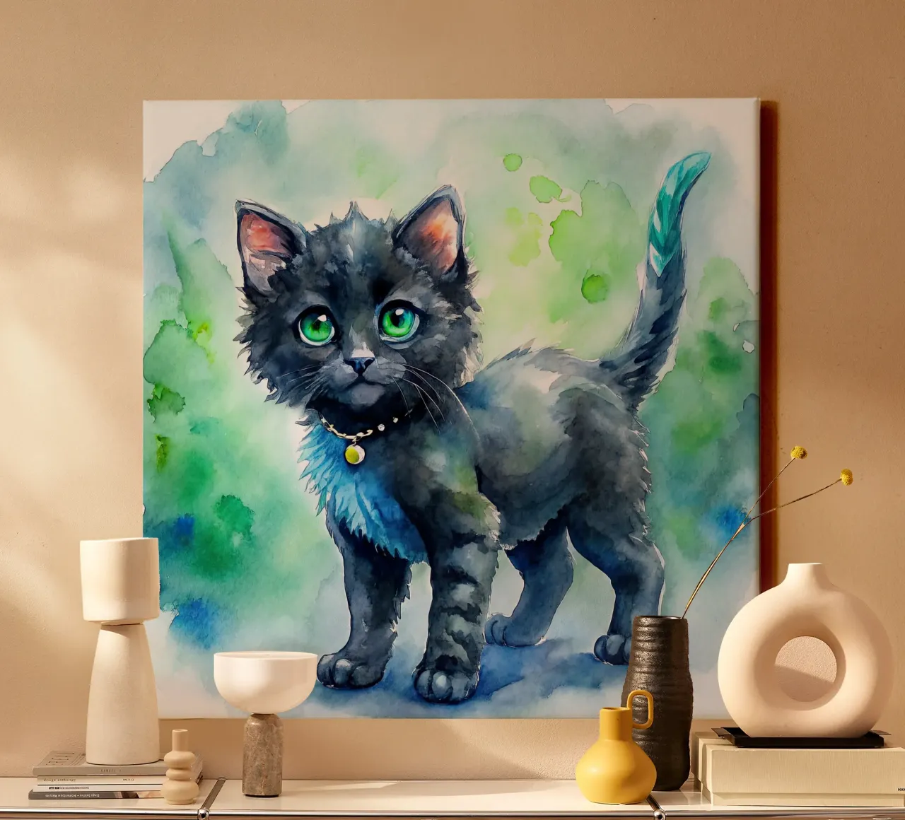 kitten in watercolor canvas by 🎁 ARTVI-SHOP