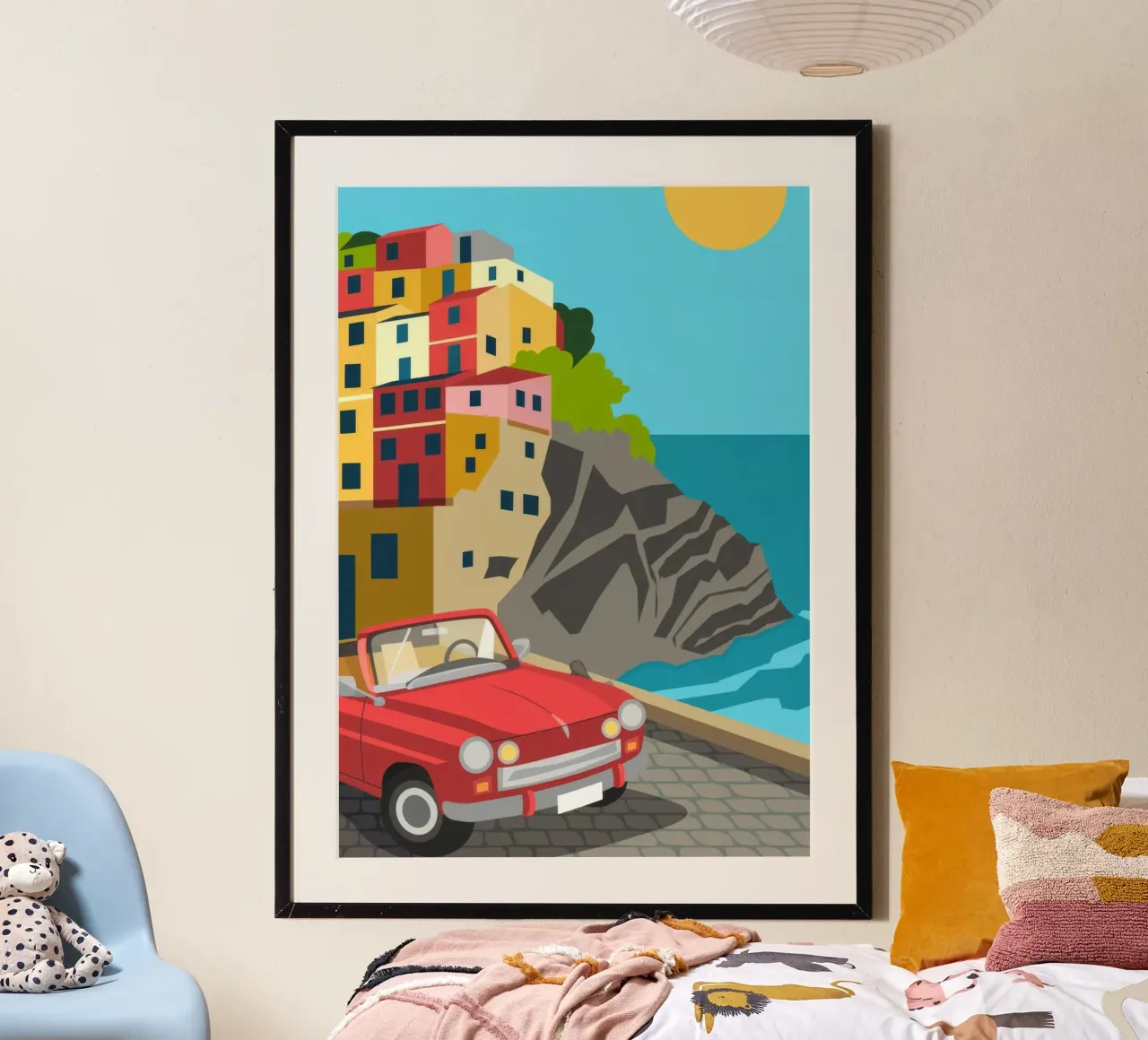 Coastal Town Scene poster by Seren Liodra